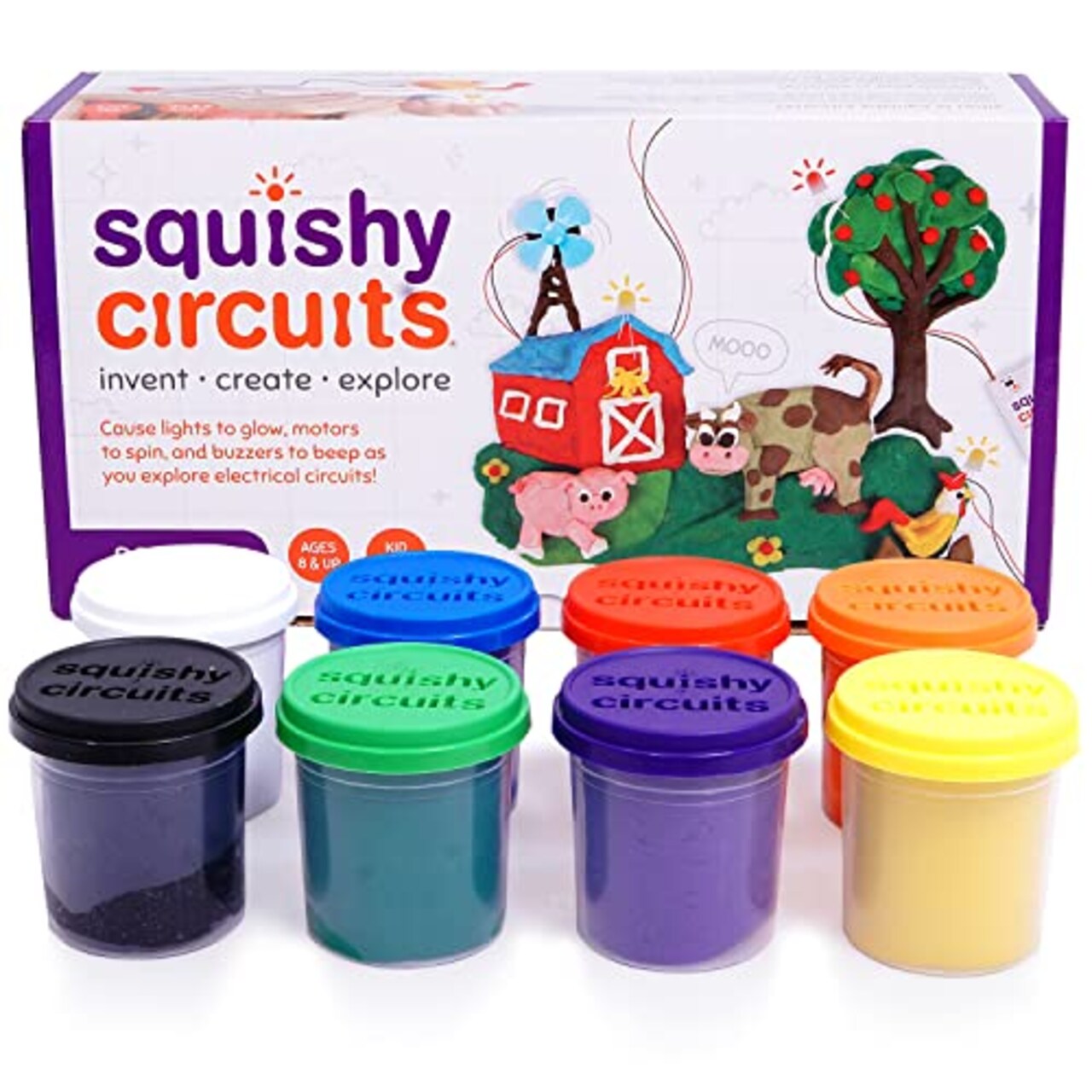 Squishy Circuits Kit Electric Circuit for Kids 8-12 – Beginner Circuit Kit  w/Conductive Dough – Electronic Kit for Kids to Make Creations Light Up  (8+) (Dough Kit)